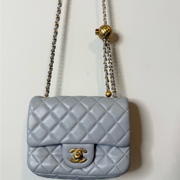 CHANEL 2022 mini pearl crush grey flap quilted handbag - Picture 7 of 11